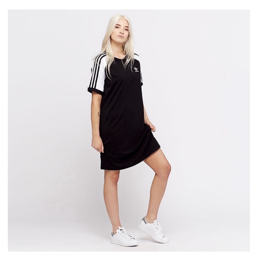 Adidas Originals‎ Drapey Silhouette Womens T-Shirt Dress Black Sz XS